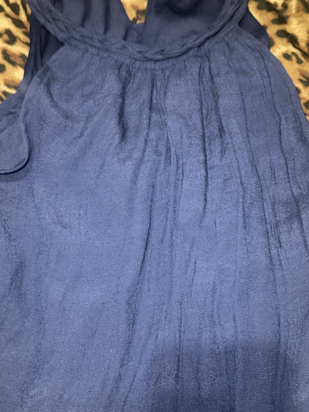 Navy Blue Sleeveless Textured Tank dress